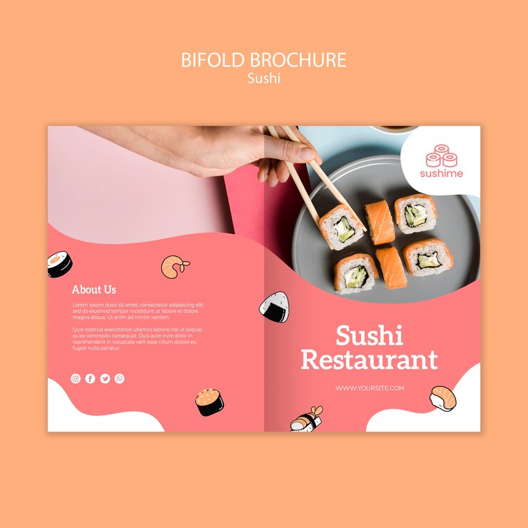 PSD gratuito brochure bifold ristorante sushi