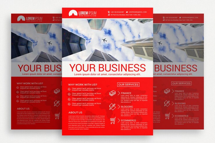 PSD gratuito brochure di business rossi