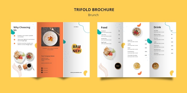 Gratis PSD brochure sjabloon met brunch thema