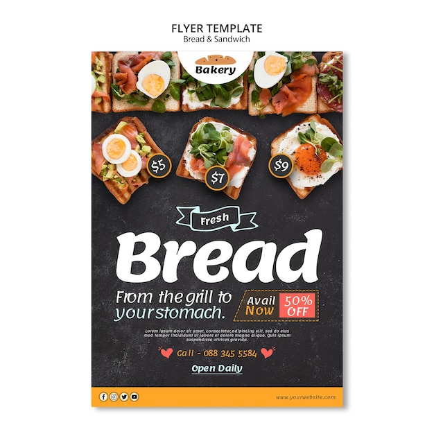 Brood en sandwich flyer-sjabloon