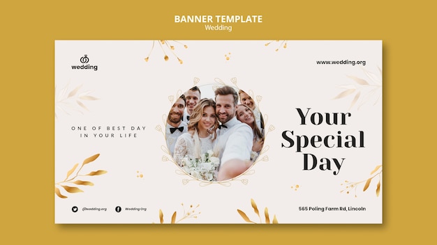 Bruiloft ontwerpsjabloon van banner
