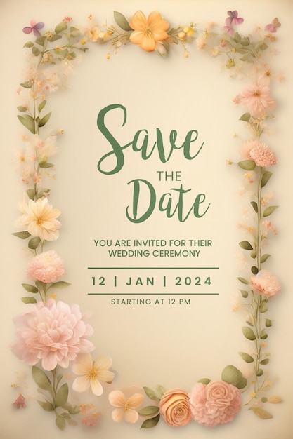 Gratis PSD bruiloft uitnodiging wenskaarten elegante vintage stijl