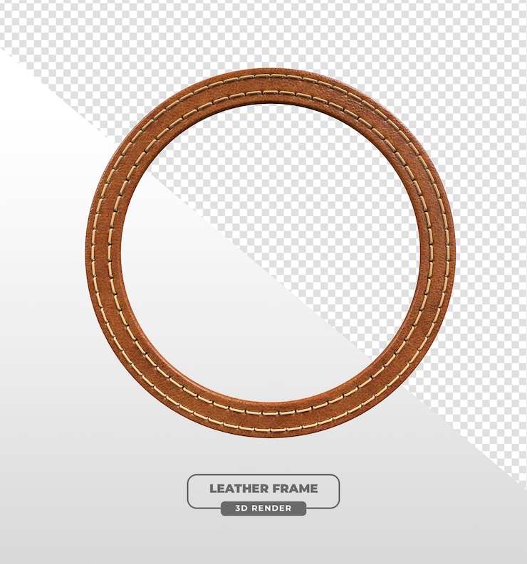Gratis PSD bruine lederen cirkelframe 3d-rendering