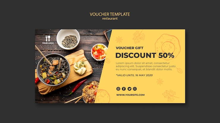 PSD Gratis brunch concept voucher template