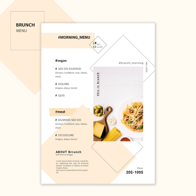 Gratis PSD brunch restaurant menusjabloon