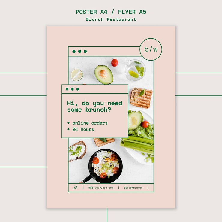 Gratis PSD brunch restaurant poster sjabloon