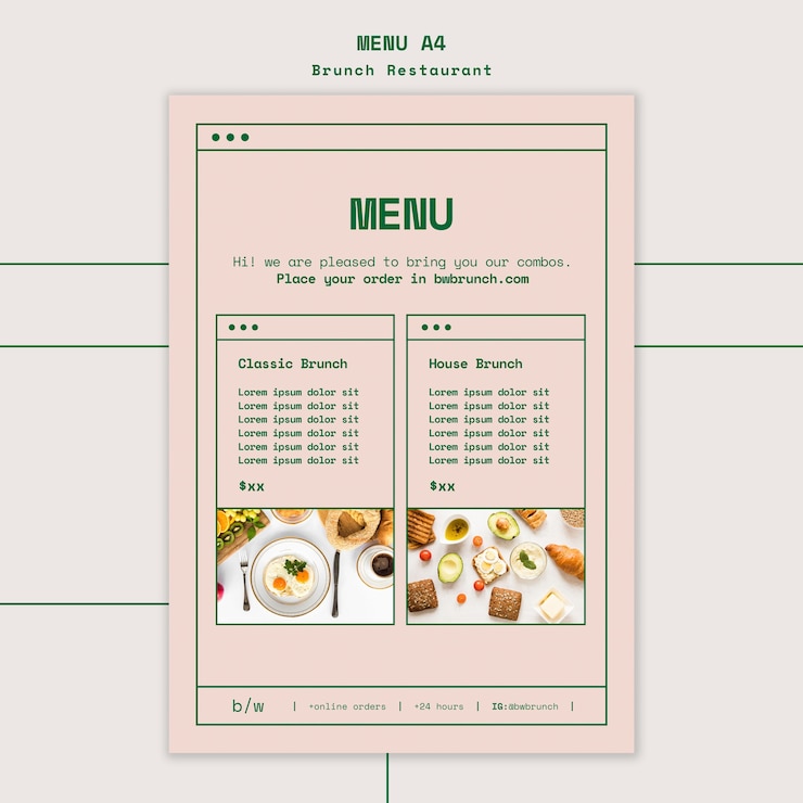 PSD Gratis brunch restaurant template menu