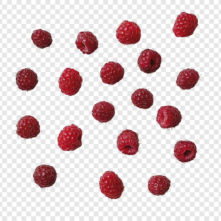 PSD Gratis buah raspberry berjatuhan: ledakan merah yang menggembirakan