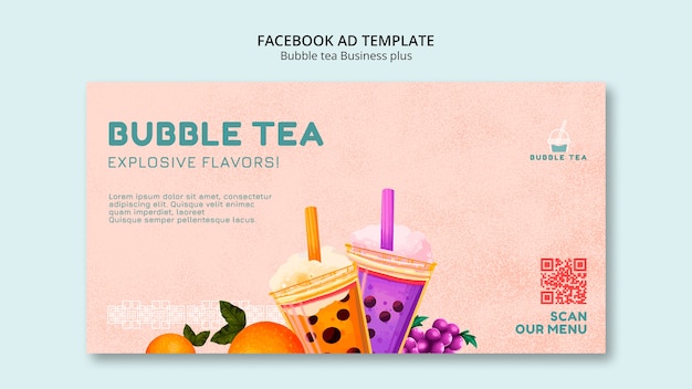 Bubble tea facebook advertentie sjabloonontwerp