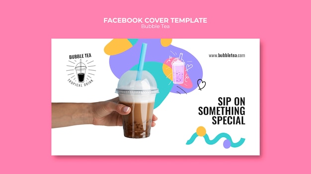 Gratis PSD bubble tea facebook omslag sjabloonontwerp