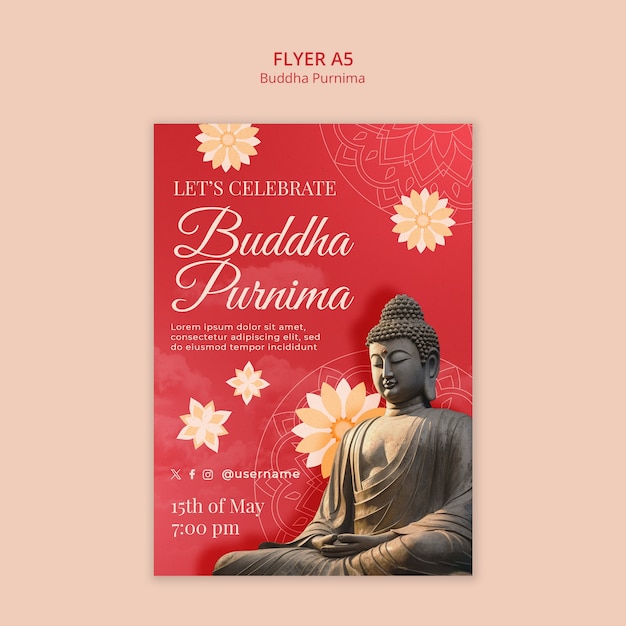 Gratis PSD buddha purnima sjabloonontwerp