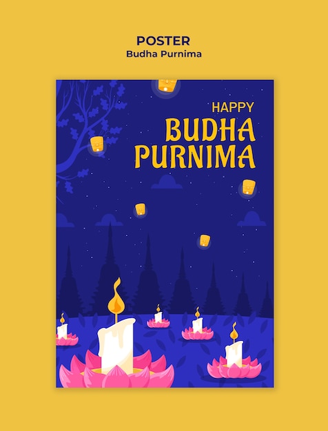 Gratis PSD buddha purnima sjabloonontwerp