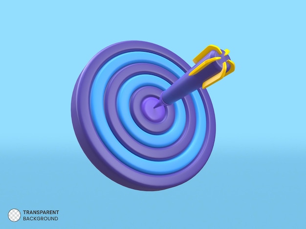 Gratis PSD bullseye doel 3d pictogram geïsoleerde 3d render illustratie