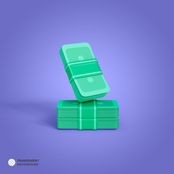 PSD Gratis bundle of dollar bills icon icon isolated 3d render illustration