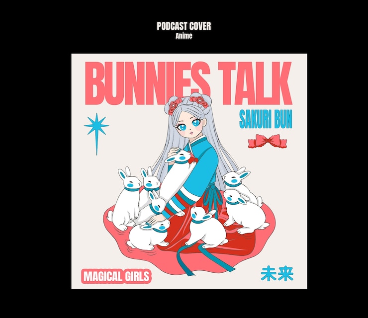 Gratis PSD bunny talk podcast omslag