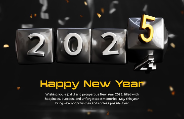 PSD gratuito buon anno 2025 3d banner design template