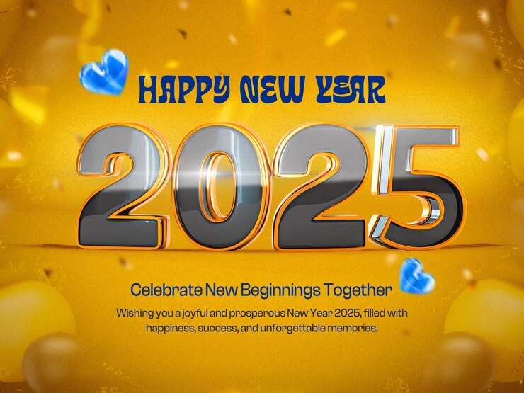PSD gratuito buon anno 2025 3d banner design template