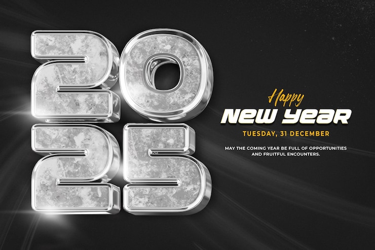 PSD gratuito buon anno 2025 3d banner design template