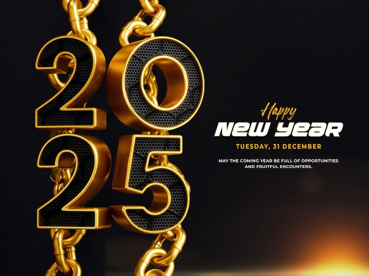PSD gratuito buon anno 2025 3d banner design template