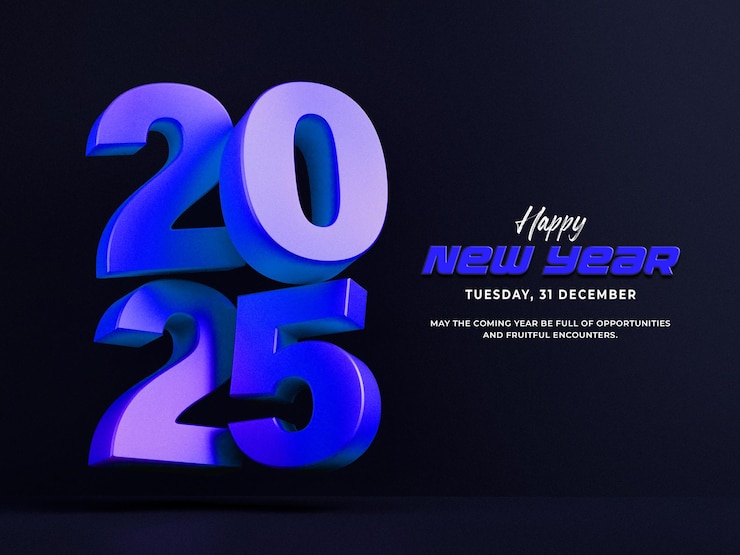 PSD gratuito buon anno 2025 3d banner design template