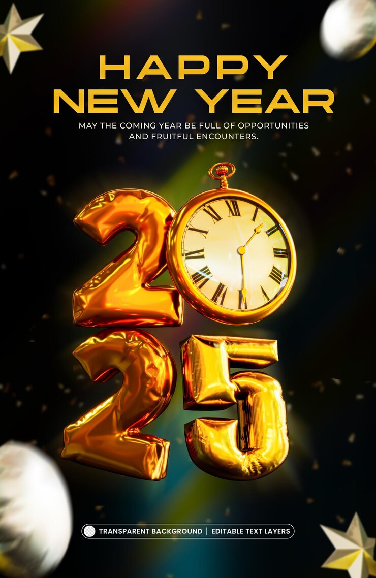 PSD gratuito buon anno 2025 story template design 3d render concept