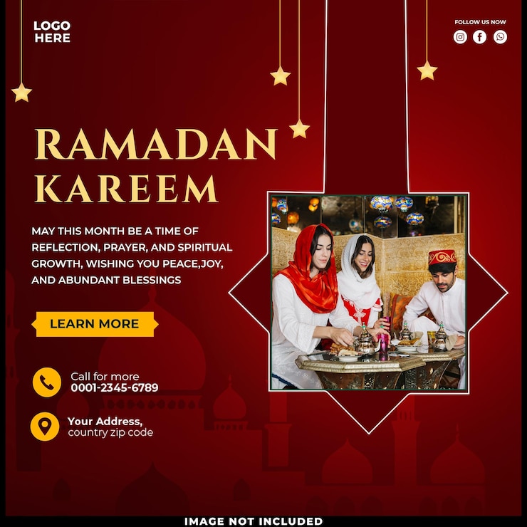 PSD gratuito buon ramadan mubarak festa islamica saluto social media post design template