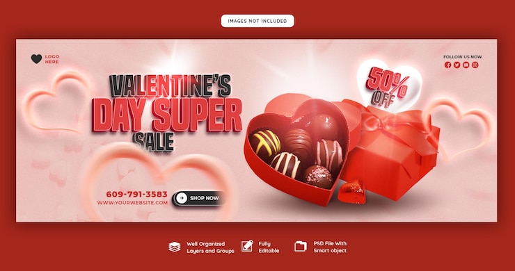 PSD gratuito buon san valentino sconto vendita copertina facebook e modello di post sui social media