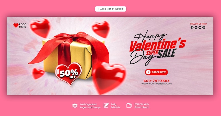 PSD gratuito buon san valentino sconto vendita copertina facebook e modello di post sui social media