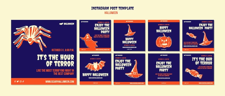 PSD gratuito buoni post su instagram di halloween