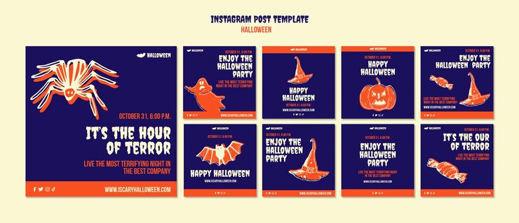 PSD gratuito buoni post su instagram di halloween