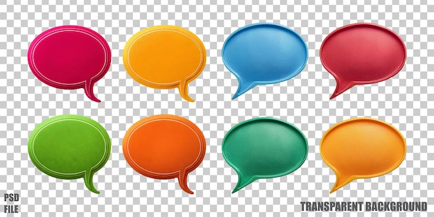 Burbujas de habla coloridas sobre un fondo transparente