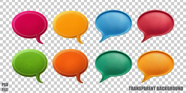Burbujas de habla coloridas sobre un fondo transparente