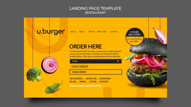 PSD Gratis burger restaurant web template
