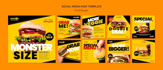 Burger speciale aanbieding social media posts