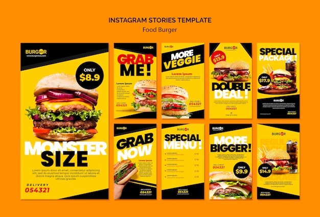 Burger speciale aanbieding sociale media-verhalen