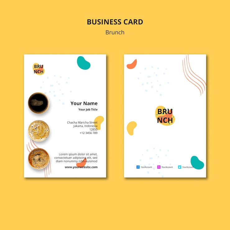 PSD Gratis business card template with brunch concept