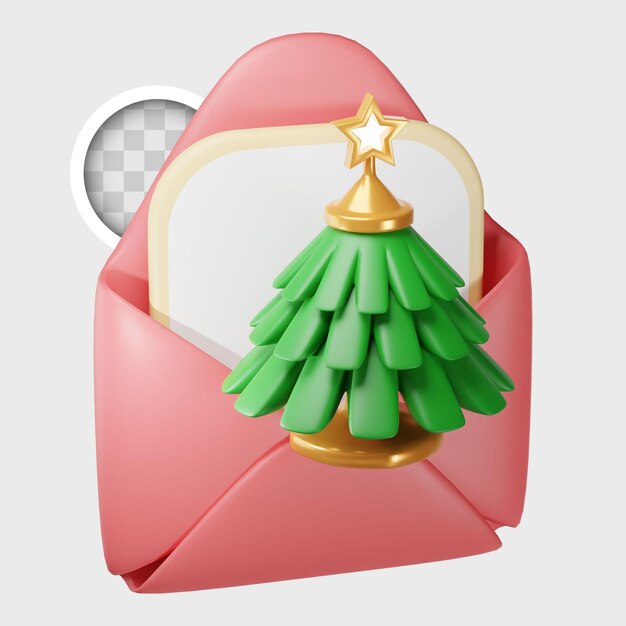 Busta di Natale con illustrazione 3D dell'albero