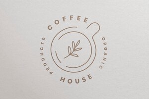 Cafe bedrijfslogo-effect, boekdruk in minimaal botanisch sjabloonontwerp psd
