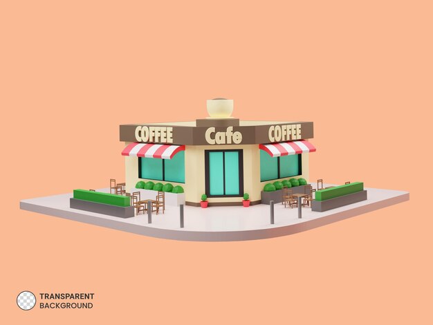 Cafetería icono aislado 3d render ilustración