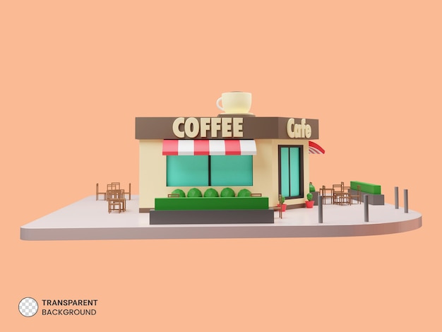 PSD gratuito cafetería icono aislado 3d render ilustración