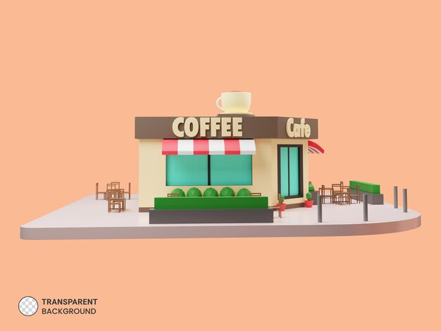 Cafetería icono aislado 3d render ilustración