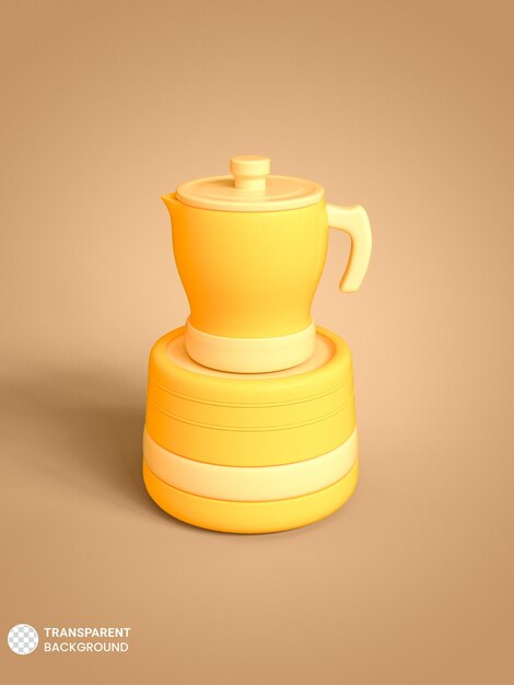 Cafetería tetera icono aislado 3d render ilustración