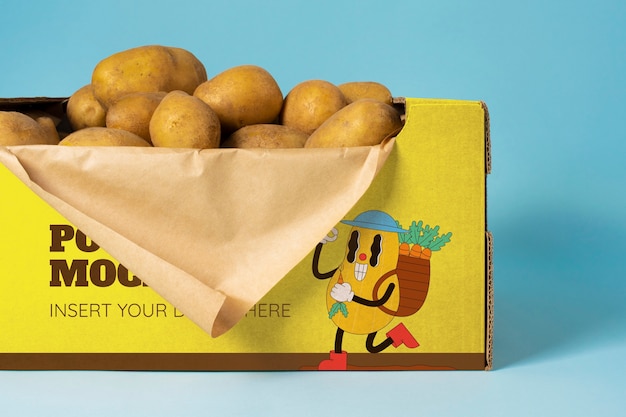 PSD gratuito caja de contenedor de cartón para patatas