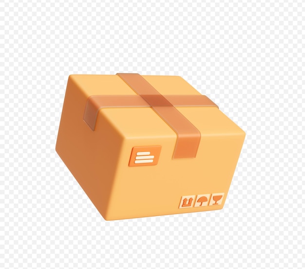 Caja de paquetes o cajas de cartón marrón fondo de ilustración en 3D