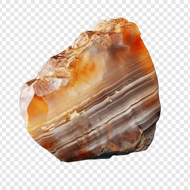 Calcita de piedra de flujo en bandas formada por minerales ricos aislados en un fondo transparente