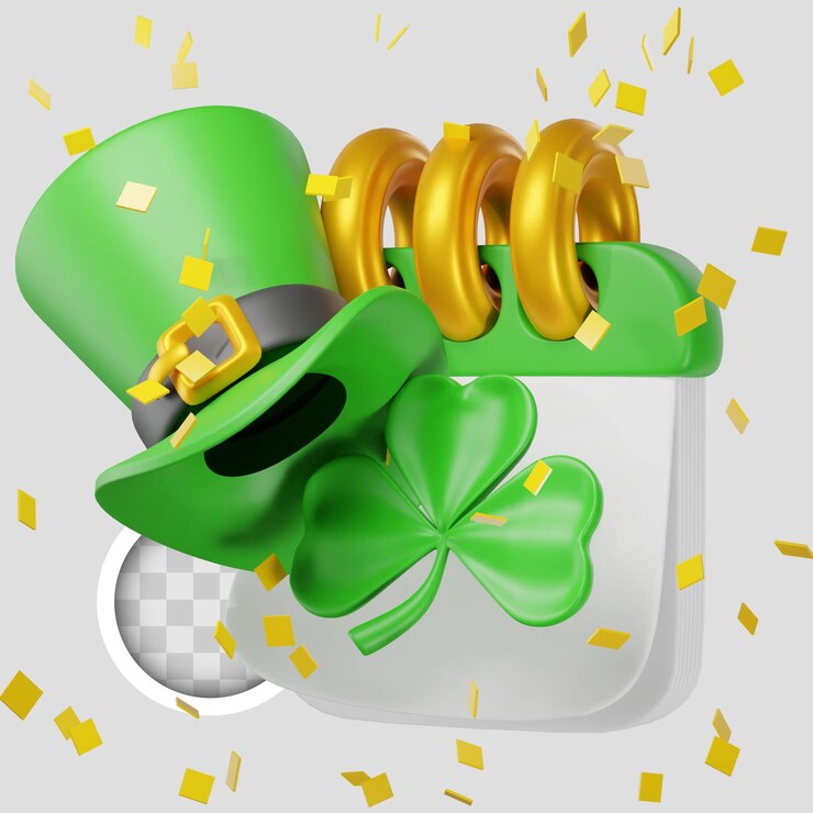 PSD gratuito calendario del día de san patricio con sombrero y trébol