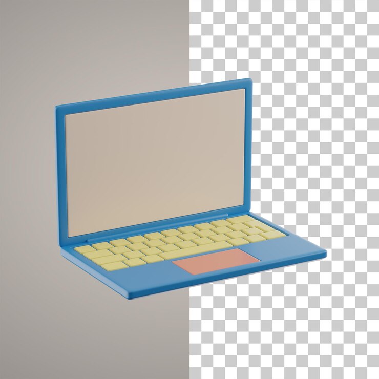 PSD gratuito camino de recorte de portátiles en 3d