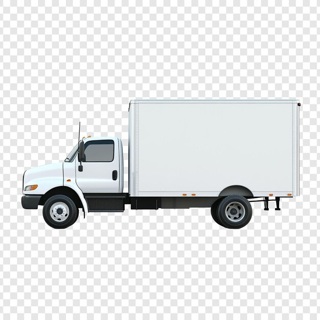 Camioneta de caja blanca sobre un fondo transparente