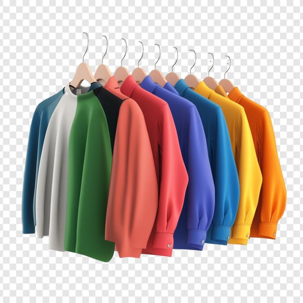 Camisas de colores colgando de colgadores de madera una vitrina de vestuario vibrante que muestra alegría y estilo