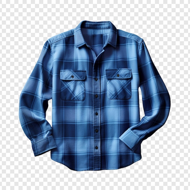 PSD gratuito camiseta a cuadros azul elegante para hombres aislada sobre un fondo transparente